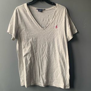 Gray vneck polo